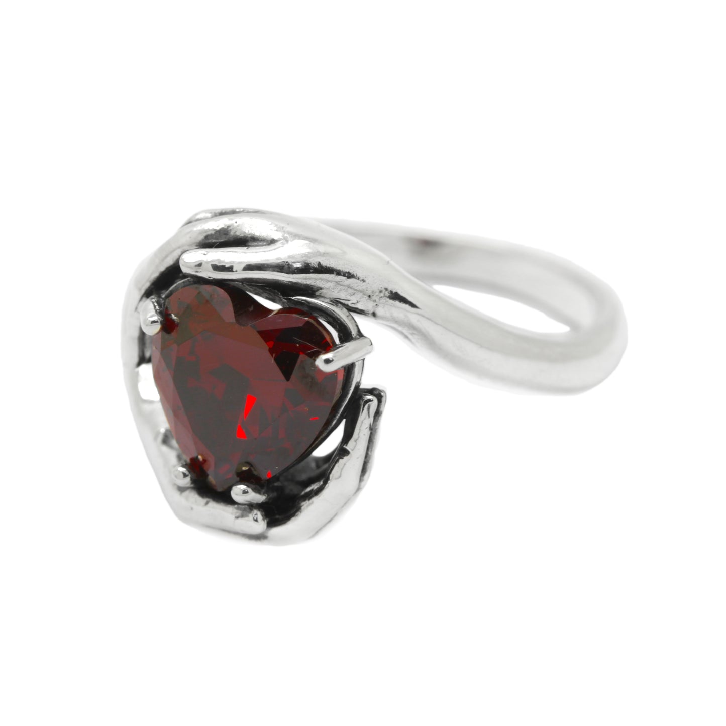 Sweetheart Love, Beautiful Garnet Zircon Heart Cut Gemstone, Sterling Silver Women Ring