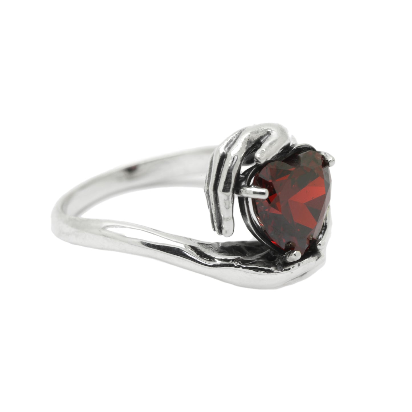 Sweetheart Love, Beautiful Garnet Zircon Heart Cut Gemstone, Sterling Silver Women Ring