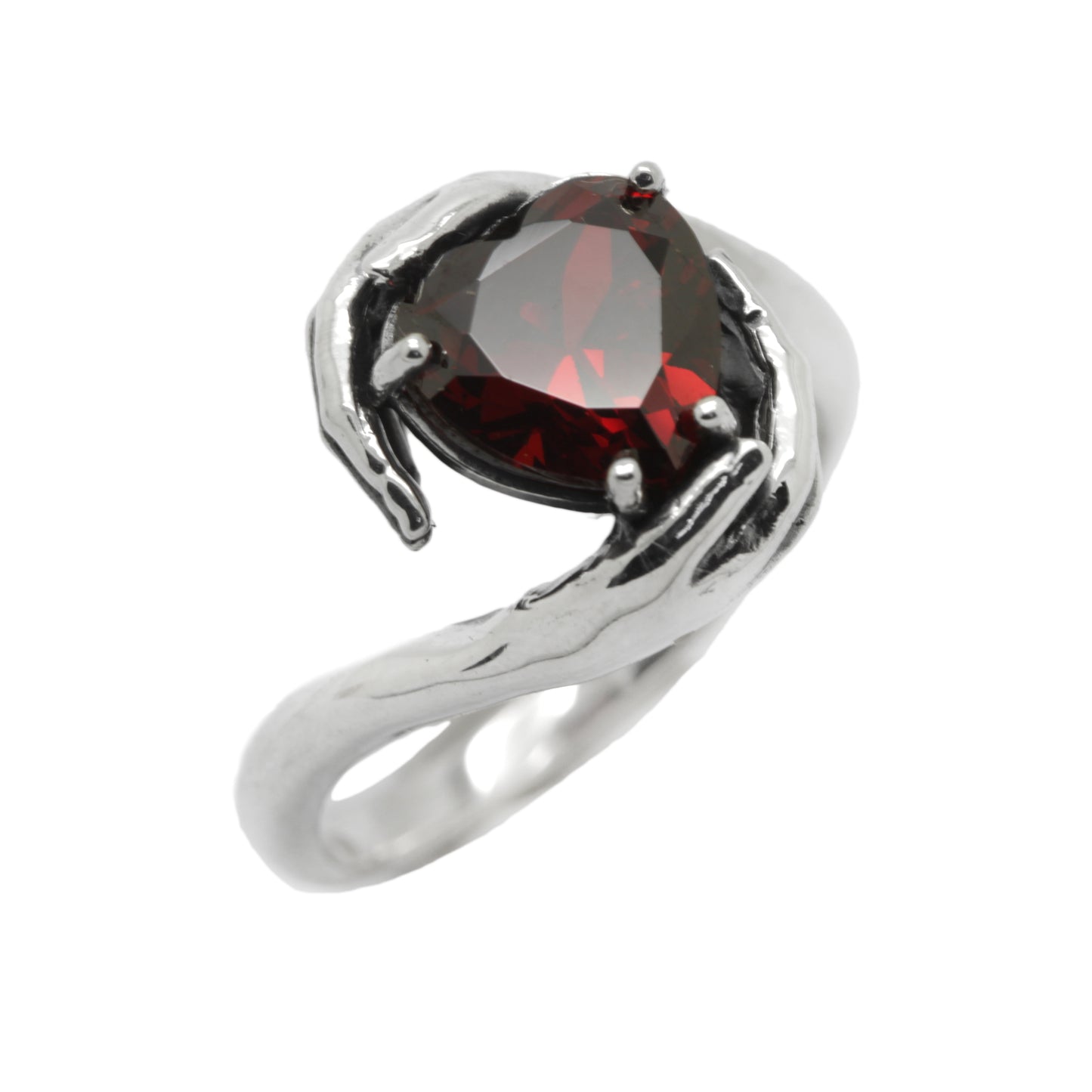 Sweetheart Love, Beautiful Garnet Zircon Heart Cut Gemstone, Sterling Silver Women Ring