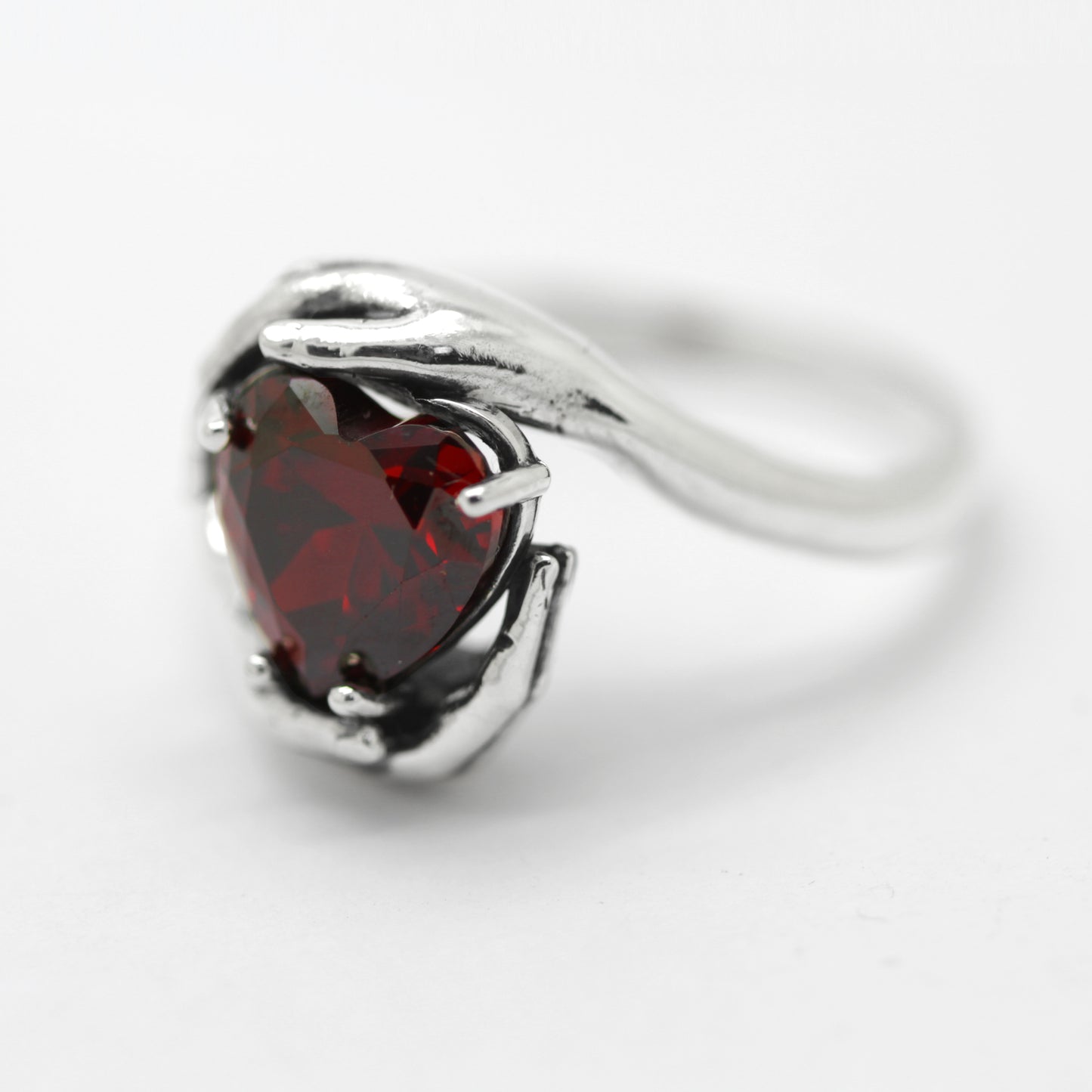 Sweetheart Love, Beautiful Garnet Zircon Heart Cut Gemstone, Sterling Silver Women Ring