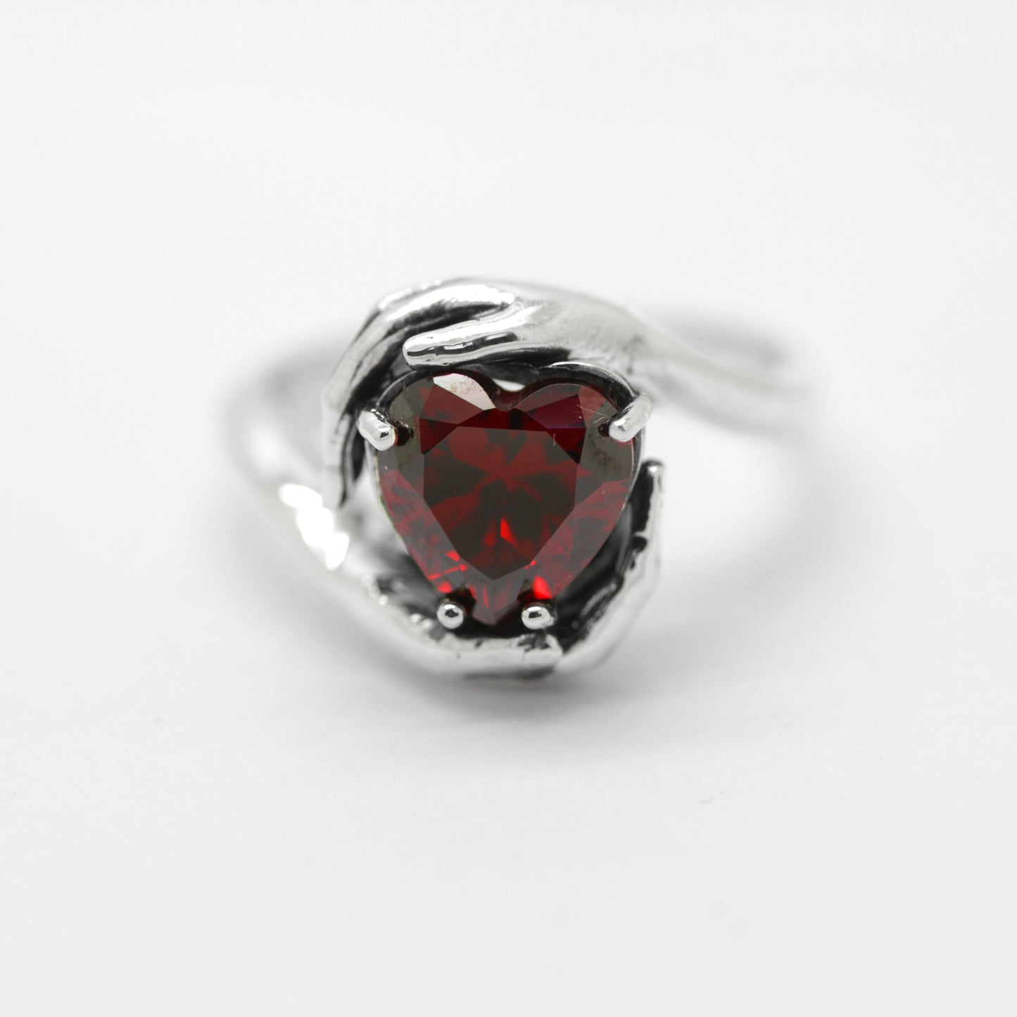 Sweetheart Love, Beautiful Garnet Zircon Heart Cut Gemstone, Sterling Silver Women Ring