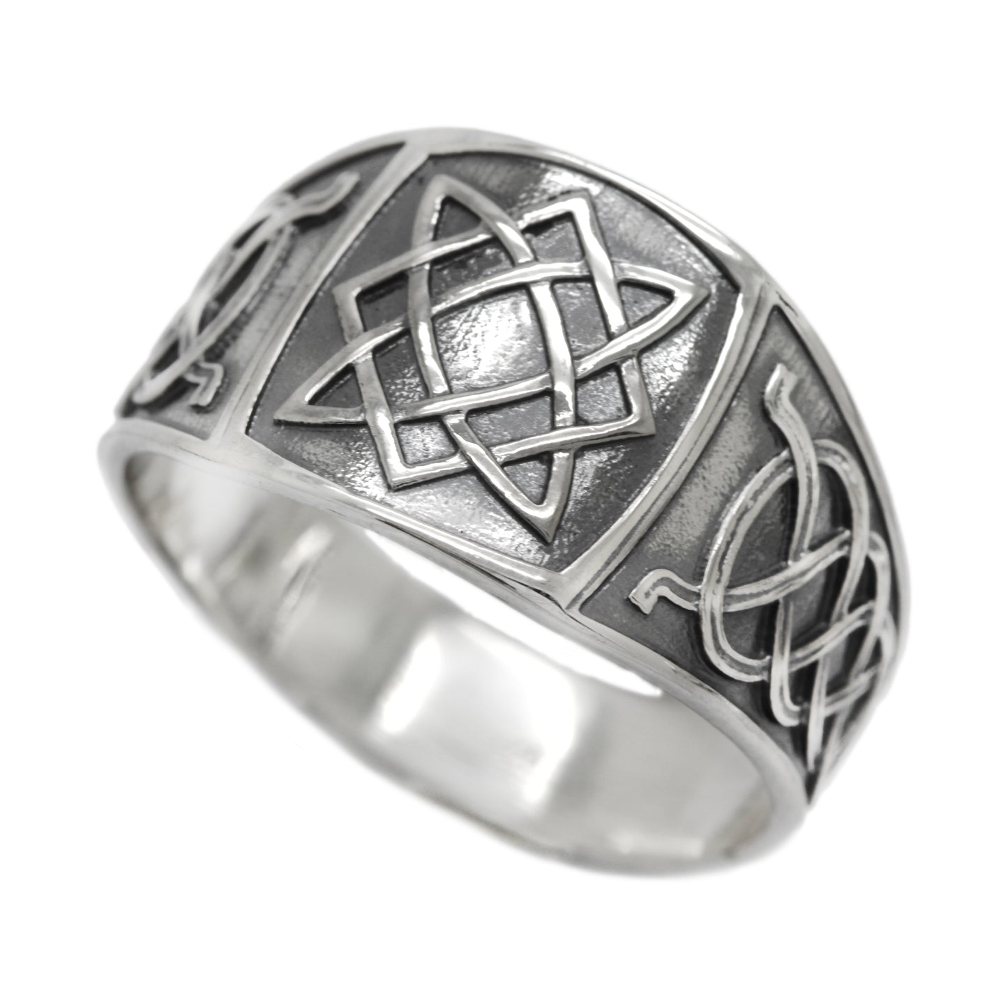 Svarog Quadratisches slawisches Symbol Ethnisches Ornament Herrenring Sterling Silber 925