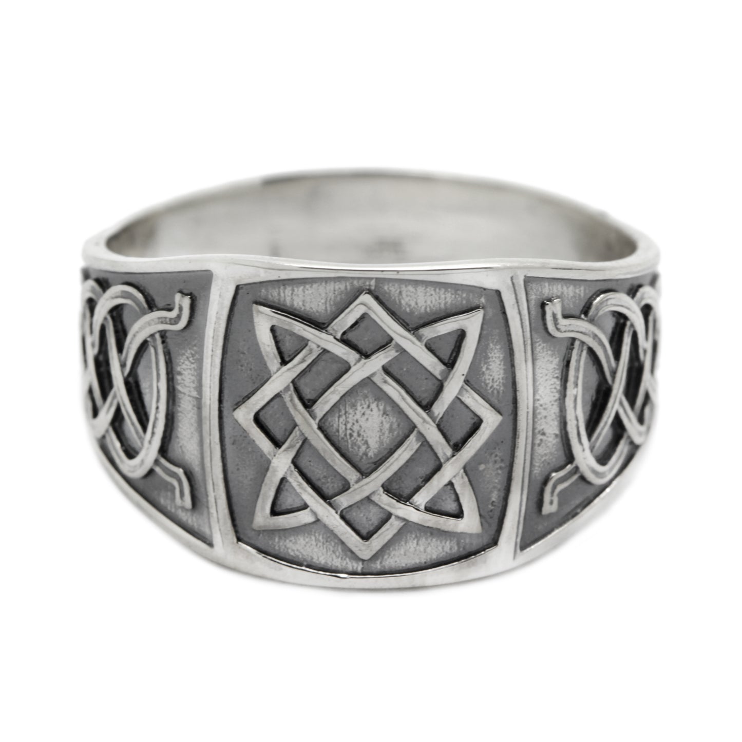 Svarog Quadratisches slawisches Symbol Ethnisches Ornament Herrenring Sterling Silber 925