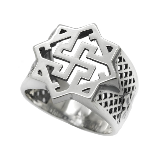 Valkyrie Symbol Ethnic Men Ring Silver 925