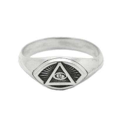 Radiant Delta Triangle All Seeing Eye Providence Masonic Freemasonry Lehký Pánský prsten Stříbrný