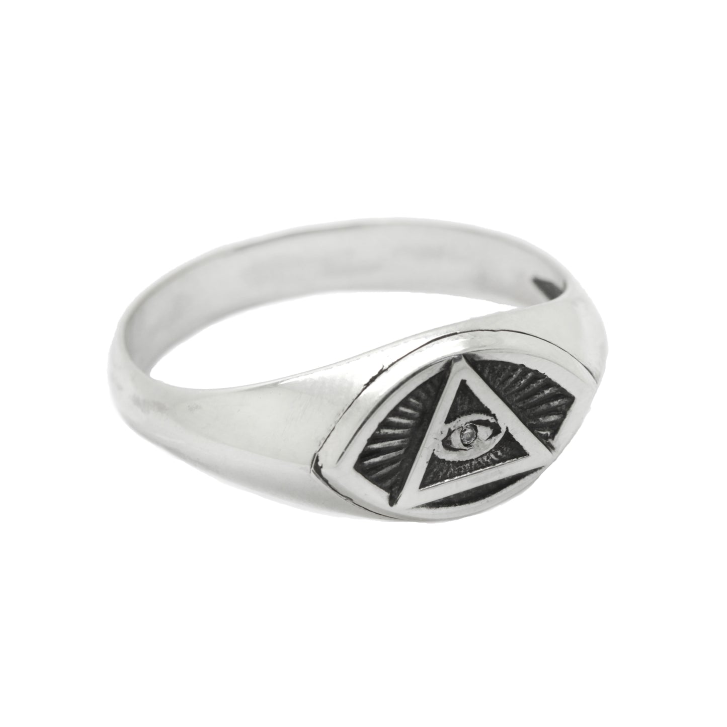 Radiant Delta Triangle All Seeing Eye Providence Masonic Freemasonry Lehký Pánský prsten Stříbrný