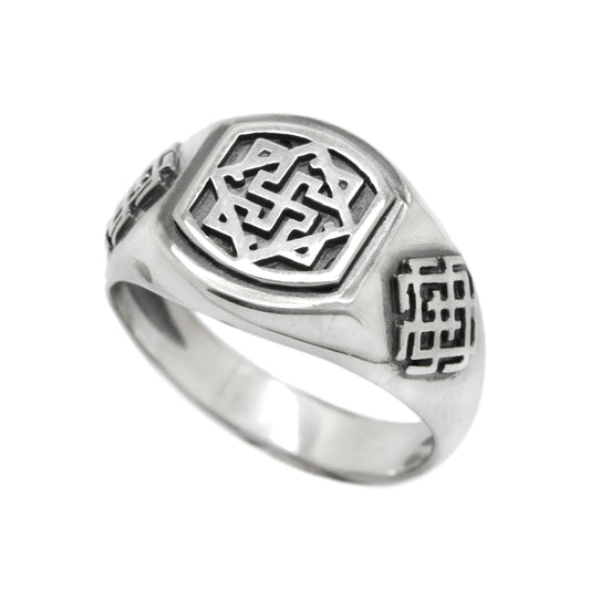Symbol Valkyrie Norse Skandinávské Mytologie Etnický mužský prsten Stříbrný