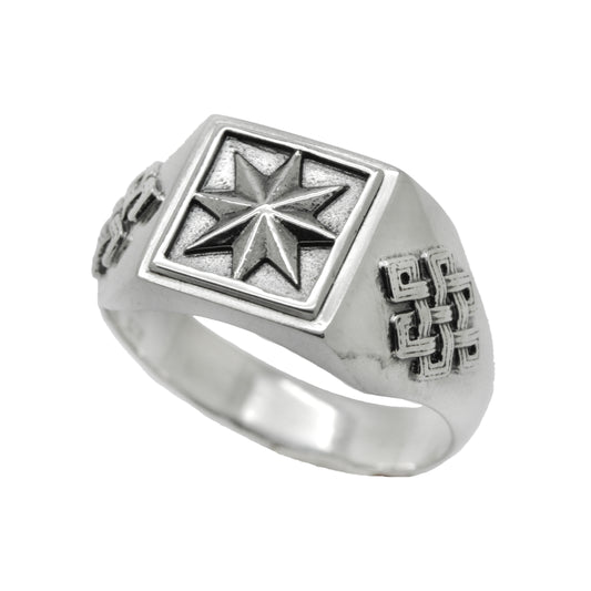 Polaris Star, Keltský uzel Norse Star, Polar Star, Pánský stříbrný prsten