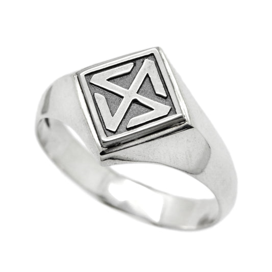 Sonnenrad, symbol okultního slunečního kola Pánský čtvercový horní pečetní prsten