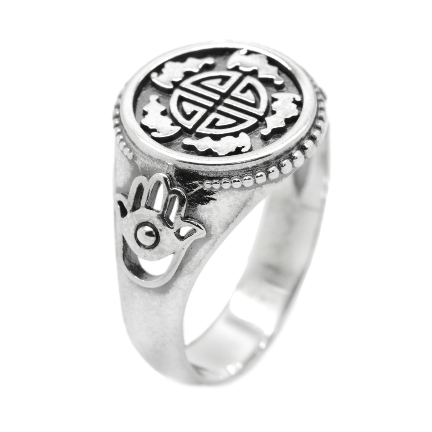 Wufu Five Blessings Five Happiness Chinese Culture Symbols and Hamsa Ring