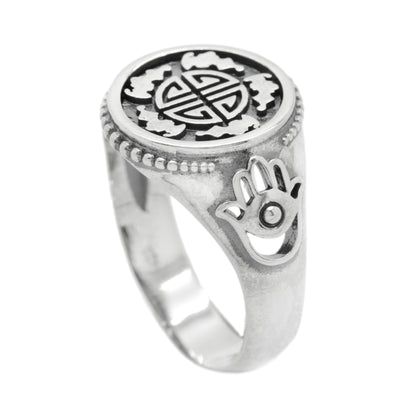 Wufu Five Blessings Five Happiness Chinese Culture Symbols and Hamsa Ring
