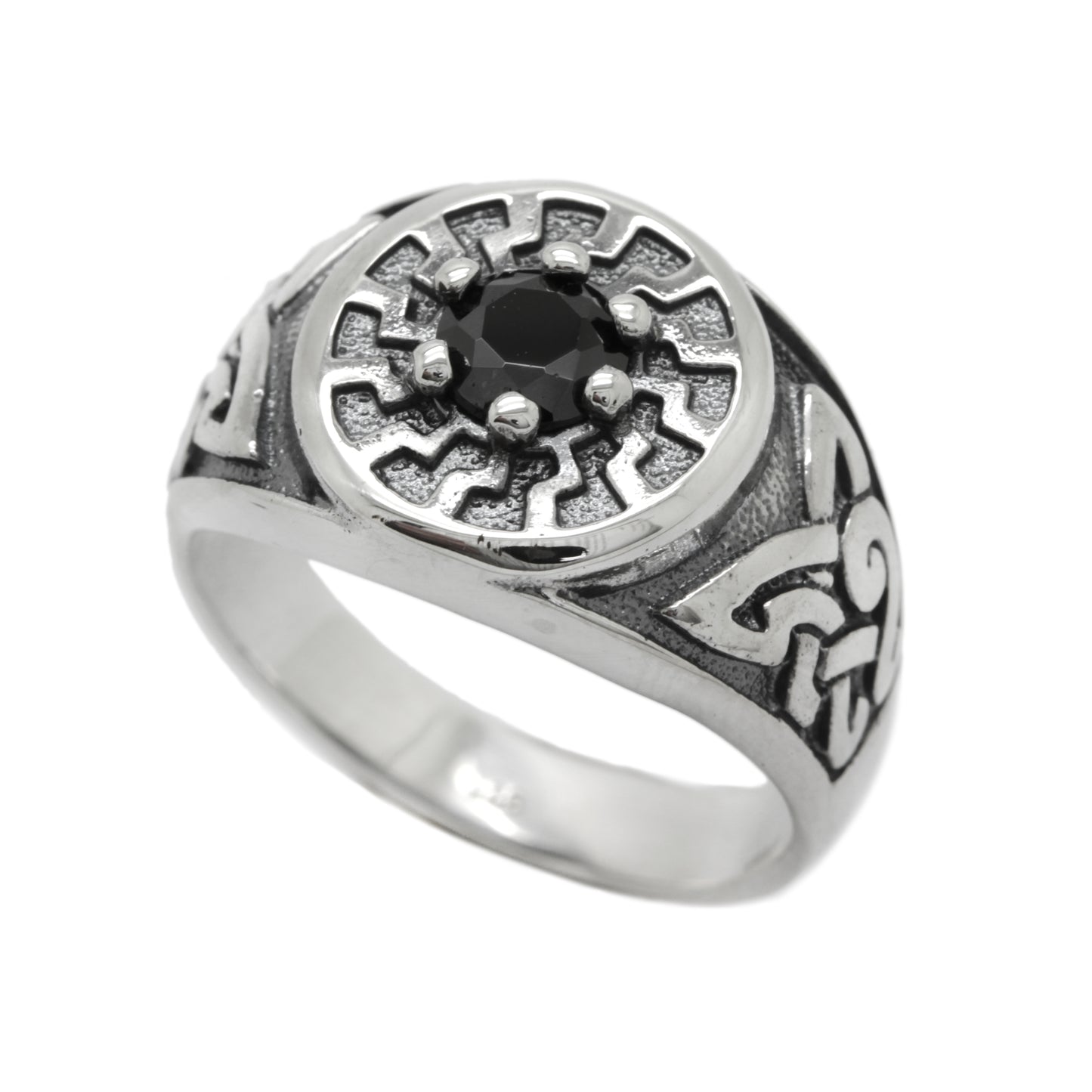 Black Sun Black Zirconia, Sun Wheel Colovrat Pánský čtvercový top pečetní prsten