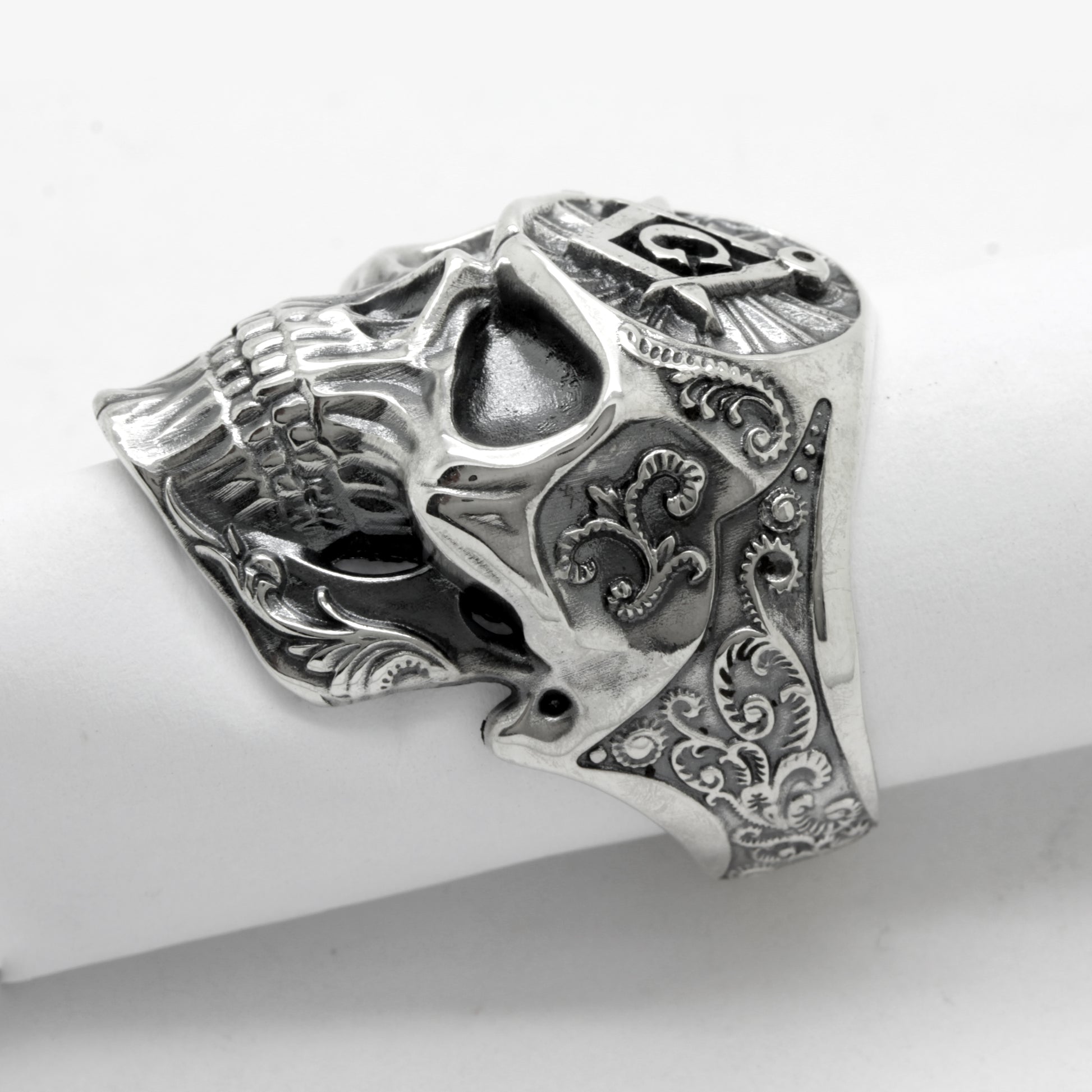 Masonic Skull Unisex Ring Silver 925 Great G Square and Compass