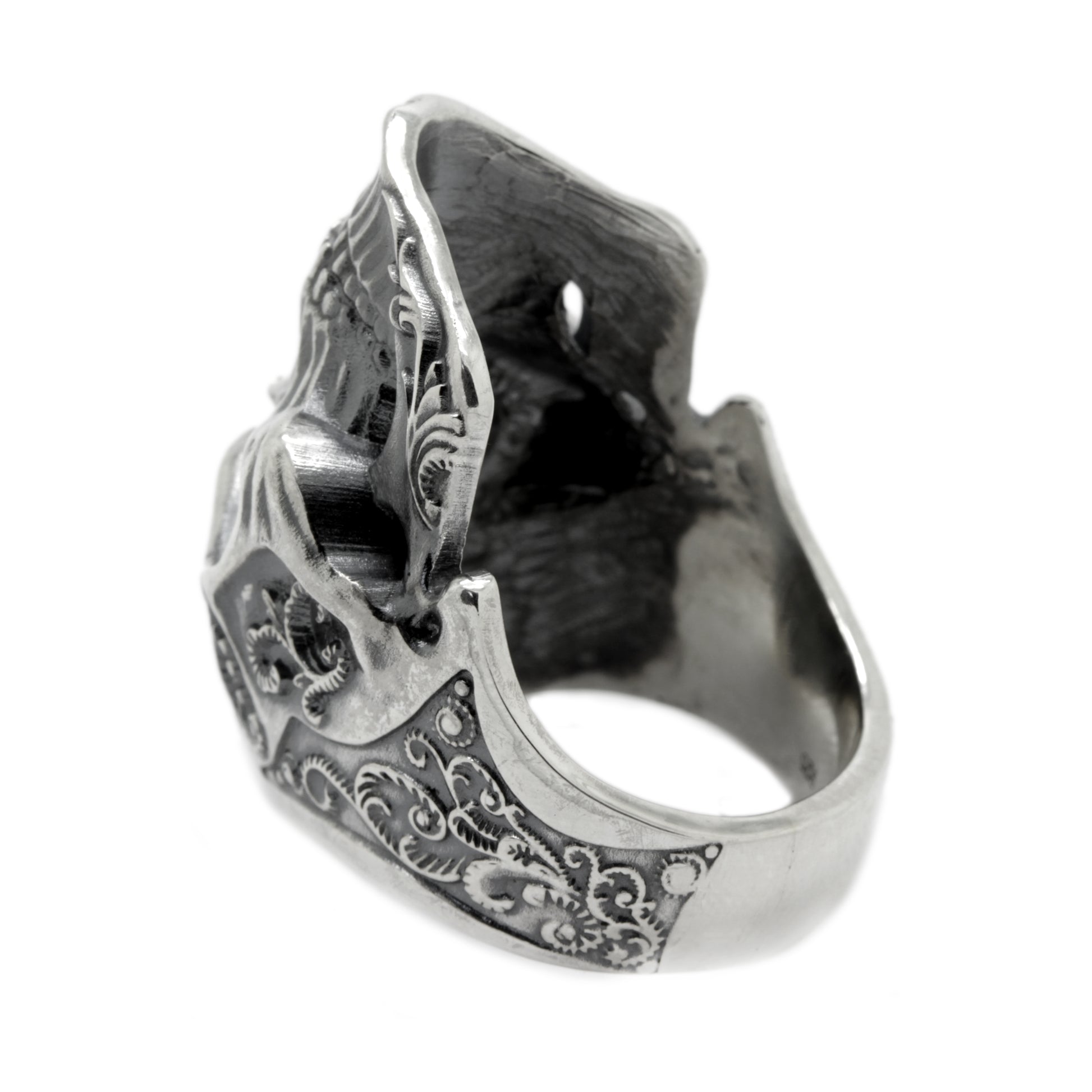 Masonic Skull Unisex Ring Silver 925 Great G Square and Compass