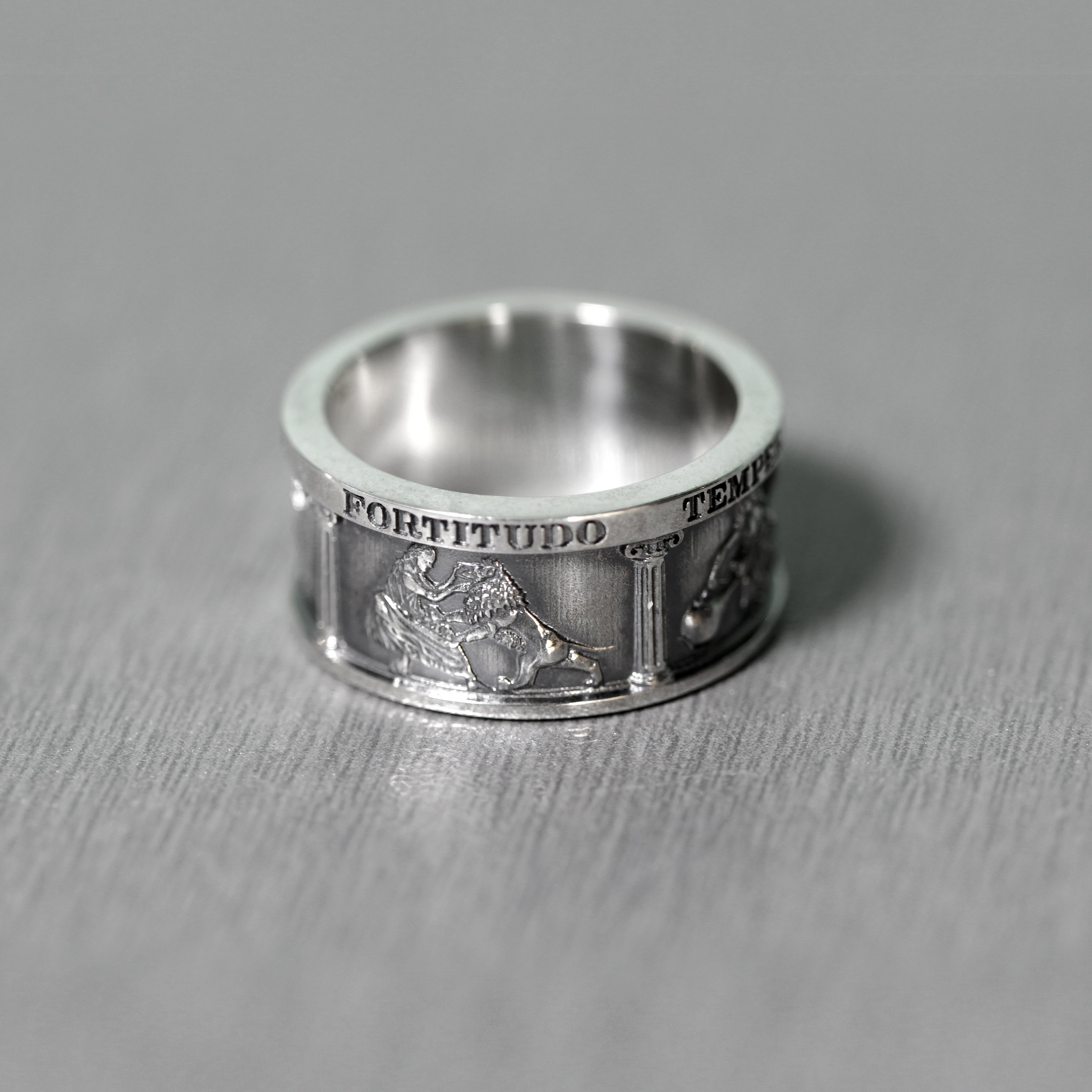 Four Cardinal Virtues, Theological Band Ring, Occult Ring, Lawyer Gift, Sterling Silver Fine 2024 Jewelry