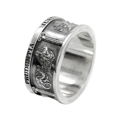 Four Cardinal Virtues, Indigo Jewelry, stoic ring, memento mori ring, stoicism ring, amor fati ring, momento mori ring, cardinal virtues ring, catholic ring, four virtues, stoic virtues, stoic jewelry