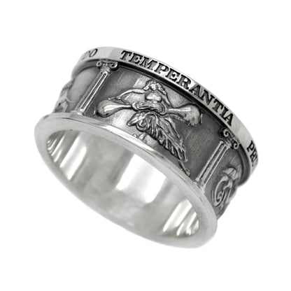 Four Cardinal Virtues, Indigo Jewelry, stoic ring, memento mori ring, stoicism ring, amor fati ring, momento mori ring, cardinal virtues ring, catholic ring, four virtues, stoic virtues, stoic jewelry