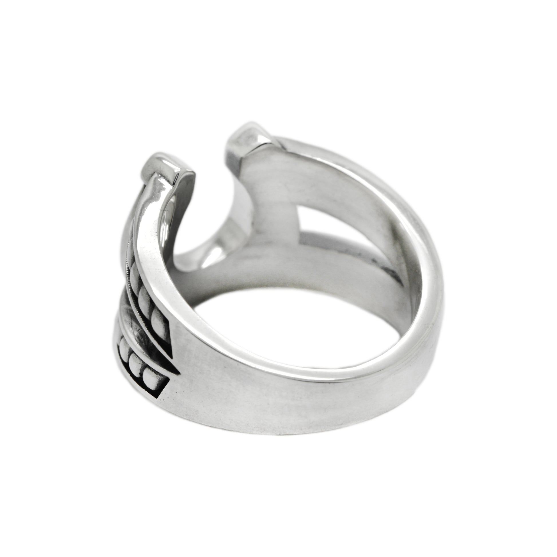 Horseshoe with a braded Rope Sterling Silver Ring Signet