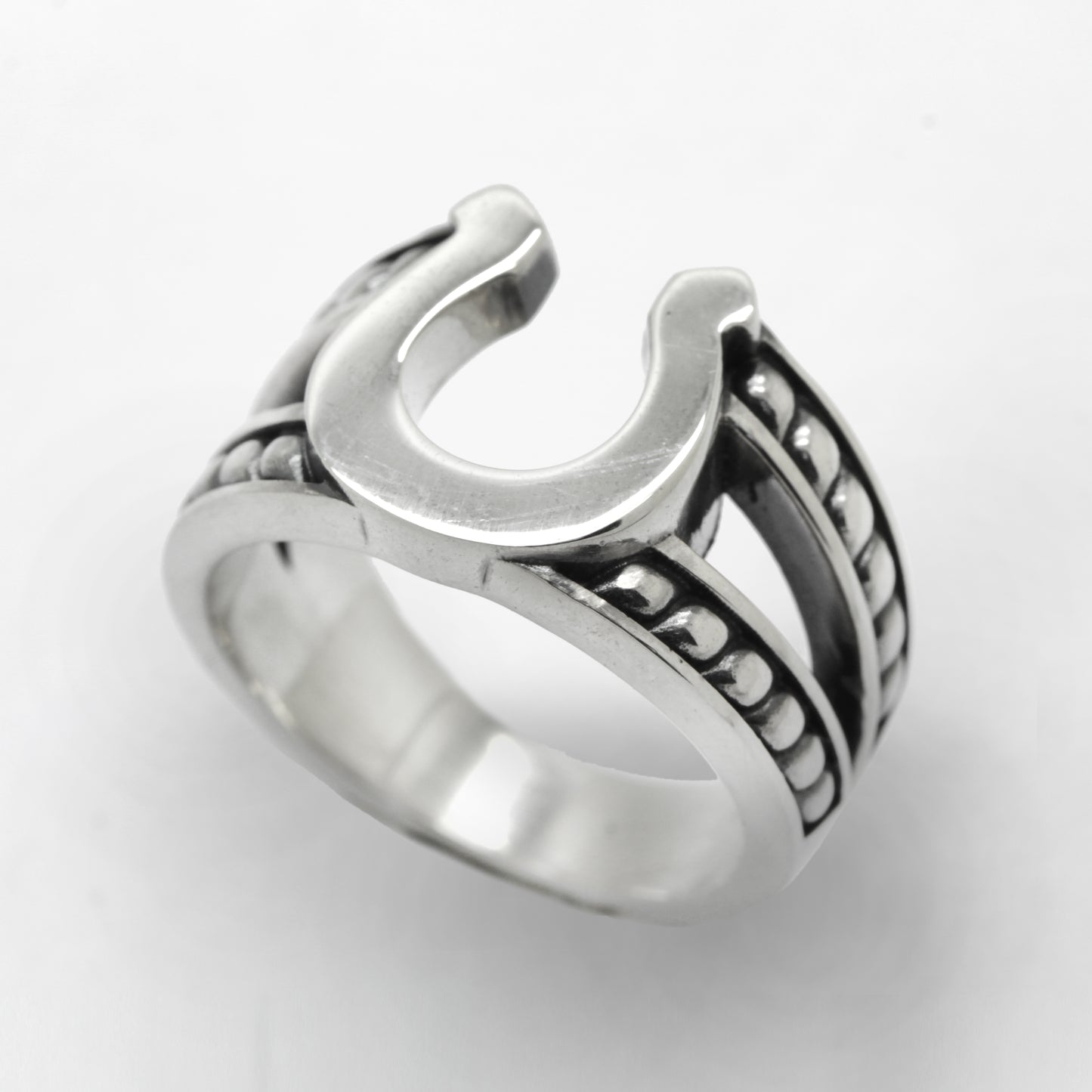 Horseshoe with a braded Rope Sterling Silver Ring Signet