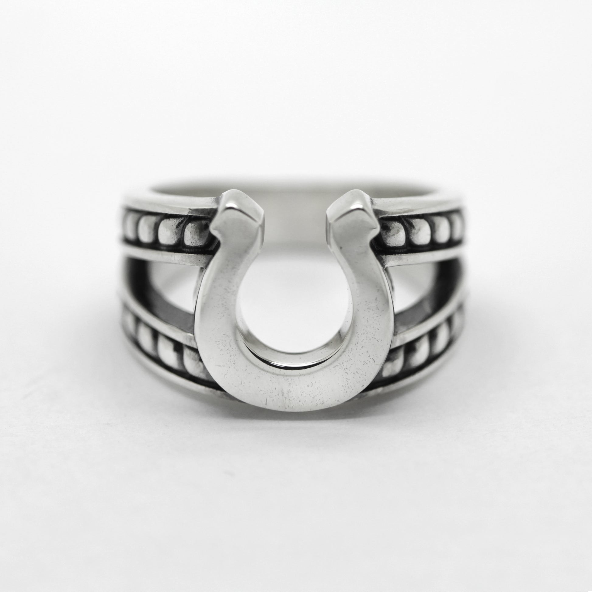 Horseshoe with a braded Rope Sterling Silver Ring Signet