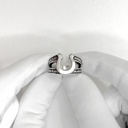 Horseshoe with a braded Rope Sterling Silver Ring Signet