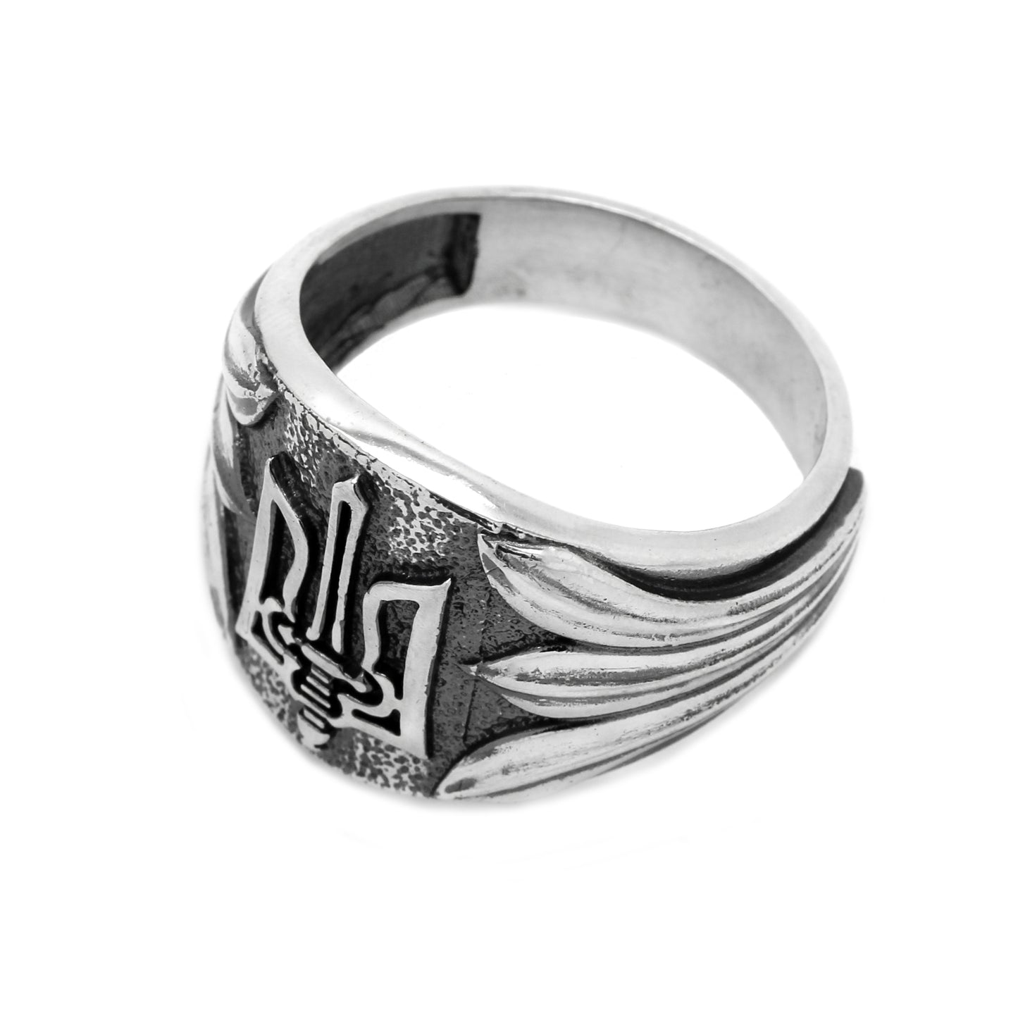 Ukrainischer Dreizack Tryzub Symbol Herren Sterling Ring Silber 925