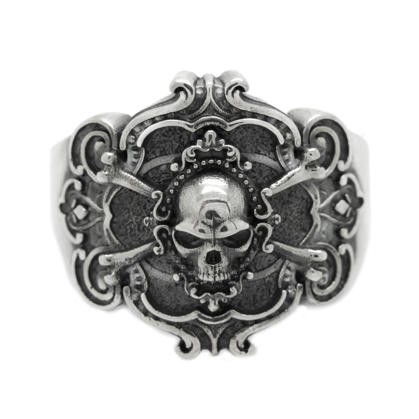 Krásný pánský stříbrný prsten Pirate Skull and Crossbones