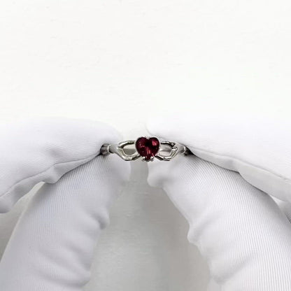 Claddagh Heart Genuine Garnet Sterling Silver Engagement Ring