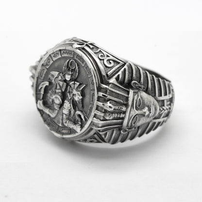 Gods of Egypt, A Huge Man Sterling Silver Ring Signet