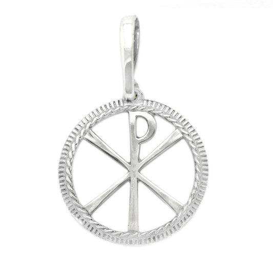 Sterling silver Chi Rho pendant featuring the ancient Christian symbol of Christ. Religious jewelry gift for men or women, used as a protection amulet or sacred necklace. Christian amulet with spiritual meaning, ideal for Jesus Christ followers or as a symbolic gift of faith. Simple silver pendant with occult and early Christian roots.
