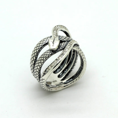 Snake Ring Silver 925 with Zircons