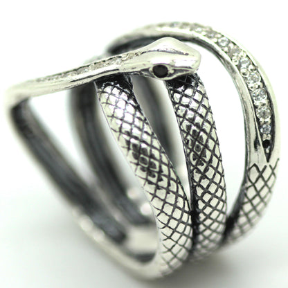 Snake Ring Silver 925 with Zircons