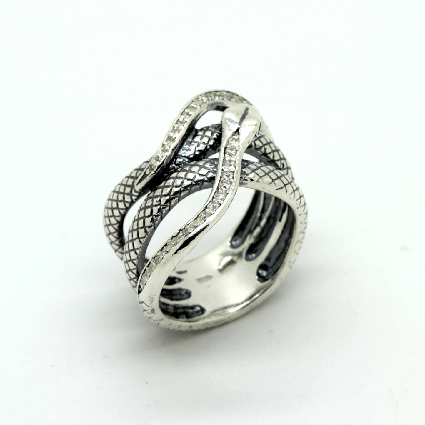 Snake Ring Silver 925 with Zircons