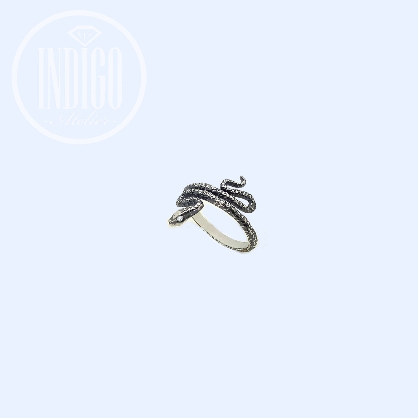 Snake Ring with Zircons Silver 925