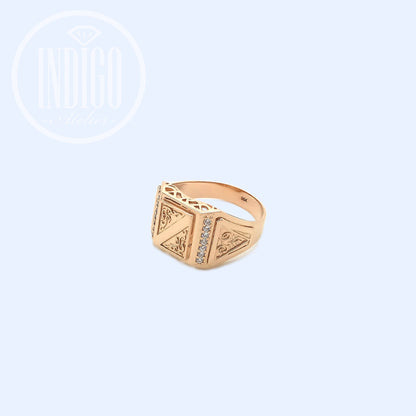 Men Ring Signet 14k Gold 585 with Zircons