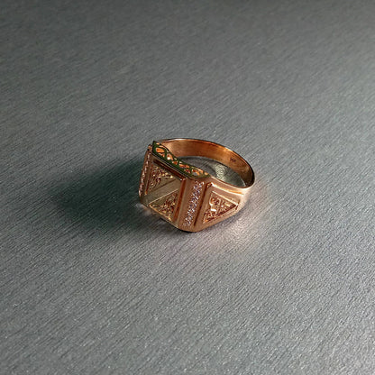Men Ring Signet 14k Gold 585 with Zircons