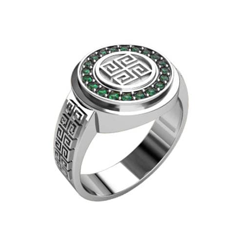 Slovanský amulet Mužský prsten Uzich Borich stříbro 925