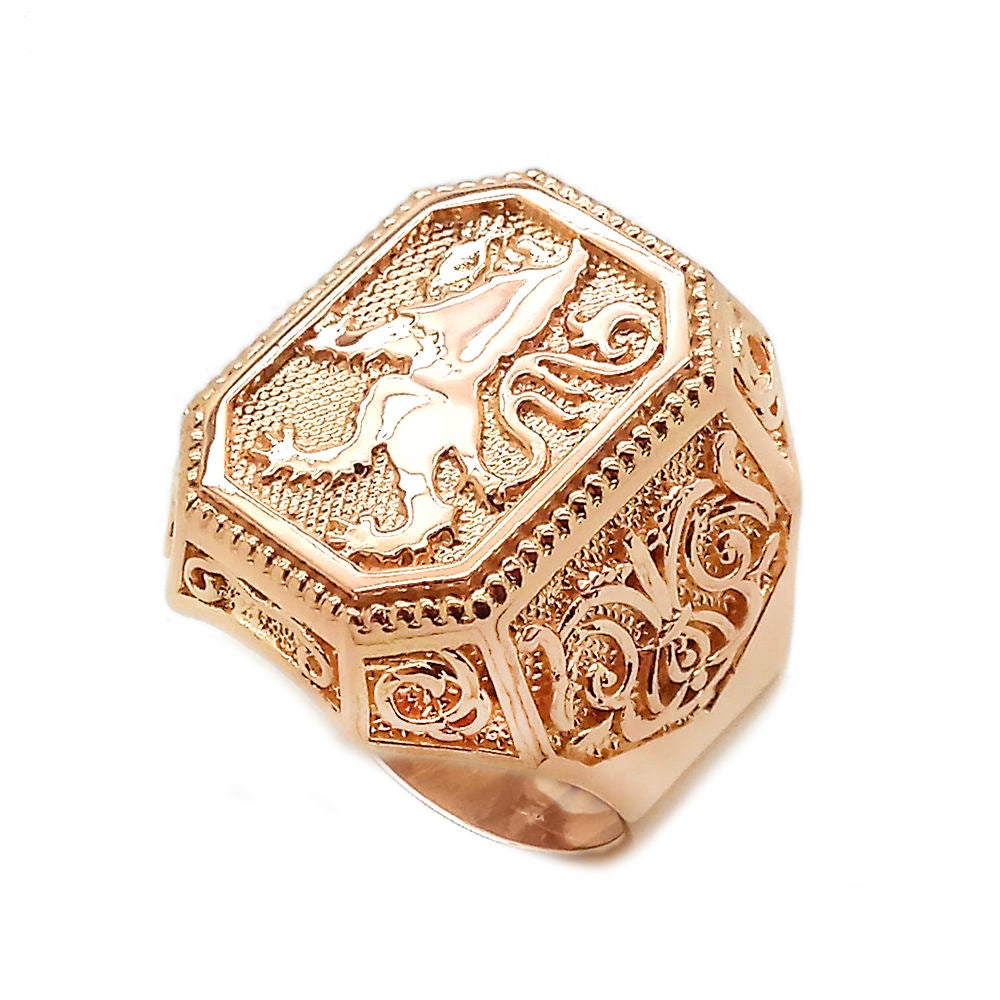 Game of Thrones Royal Heraldry Löwe Herrenring Siegelring 14 Karat Gold 585
