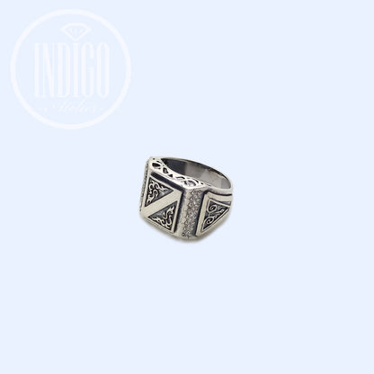 Pánský prsten Signet Classic Silver 925 se zirkony