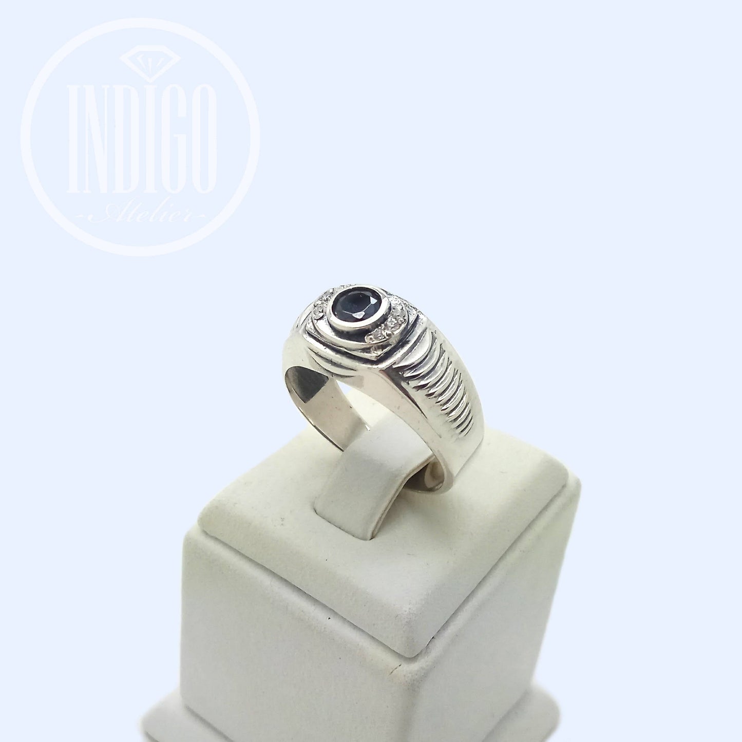 Kulatý broušený černý zirkonový pánský prsten stříbrný 925 SKU30167