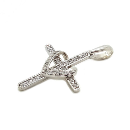 Cross and Heart Women Sterling Silver 925 Pendant