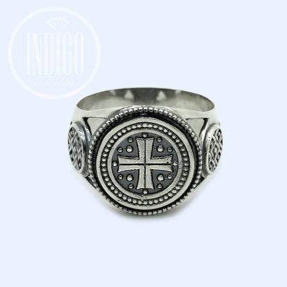 Knight Cross Symbol Men's Ring Silver 925