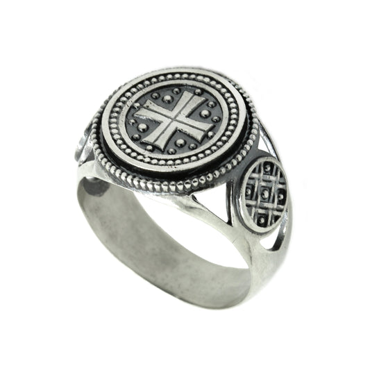 Knight Cross Symbol Men's Ring Silver 925