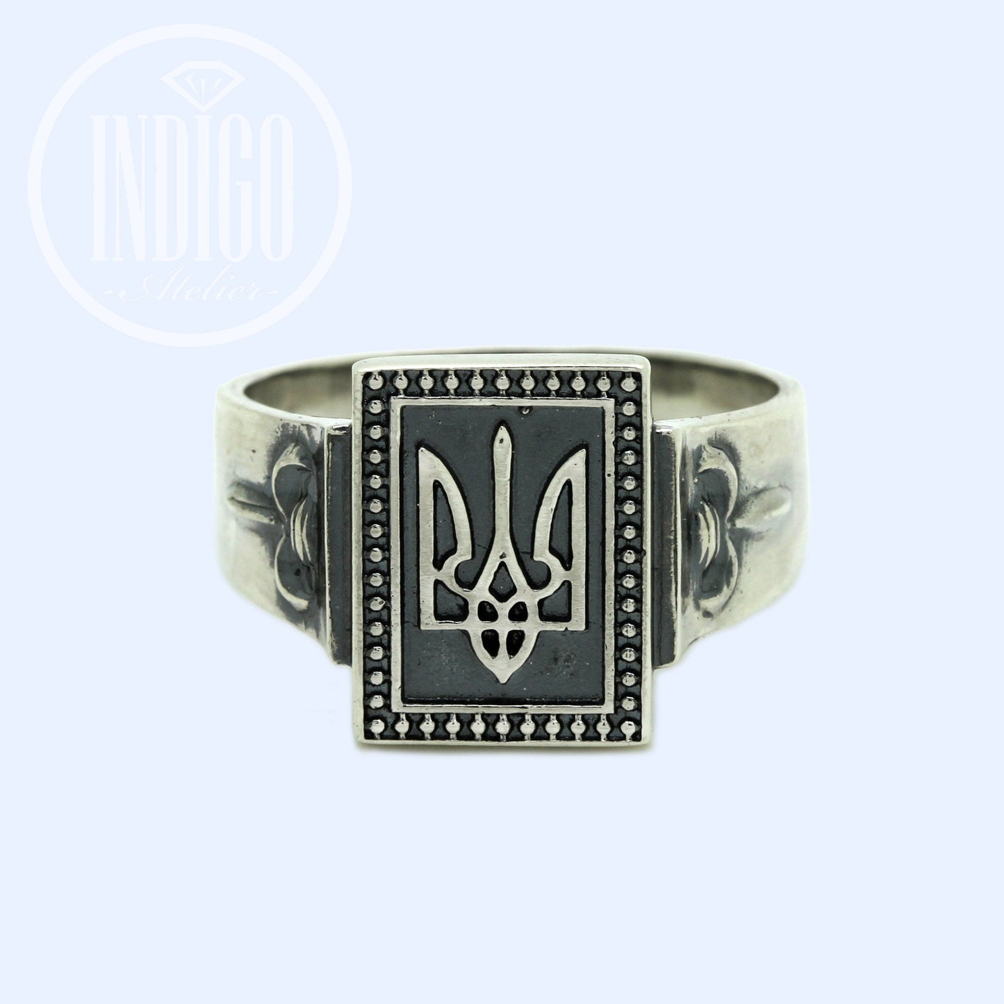 Ukrajinský trojzubec Tryzub Symbol Obdélník Top Ring Signet