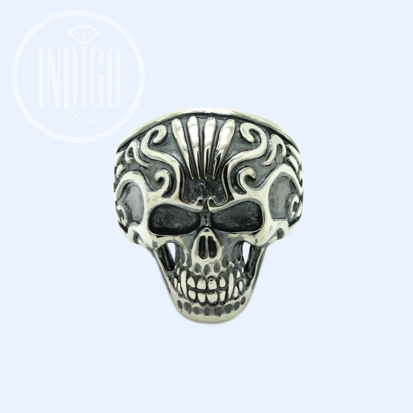 Maya Skull Herrenring Sterling Silber 925