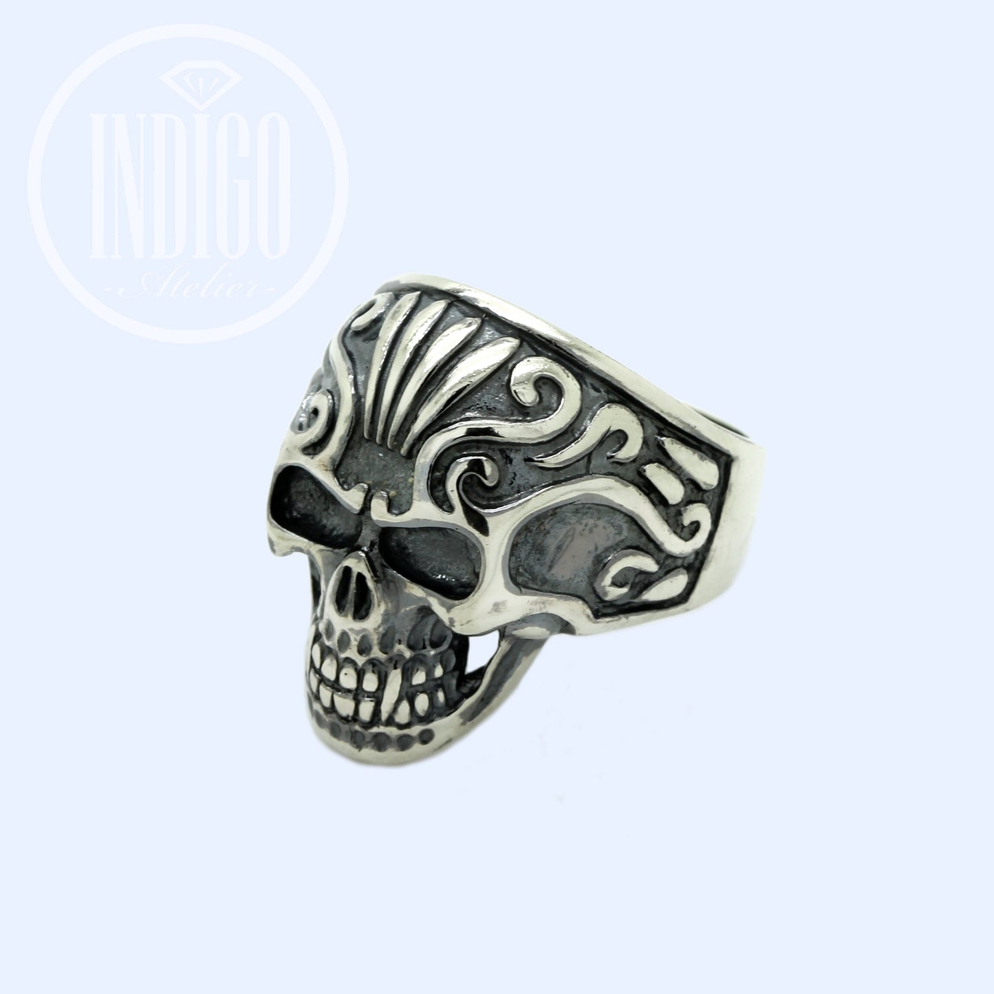 Maya Skull Herrenring Sterling Silber 925