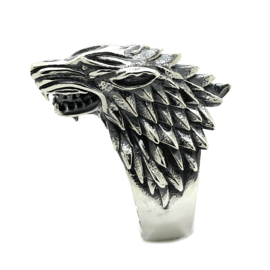 Anillo de plata 925 para hombre de la Casa Stark, Juego de Tronos, Lobo