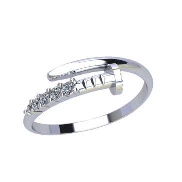 Nail Woman Ring with Round Cut Gems Silver 925 SKU21051