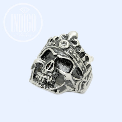 Riesiger Totenkopf mit Krone Herrenring Silber 925