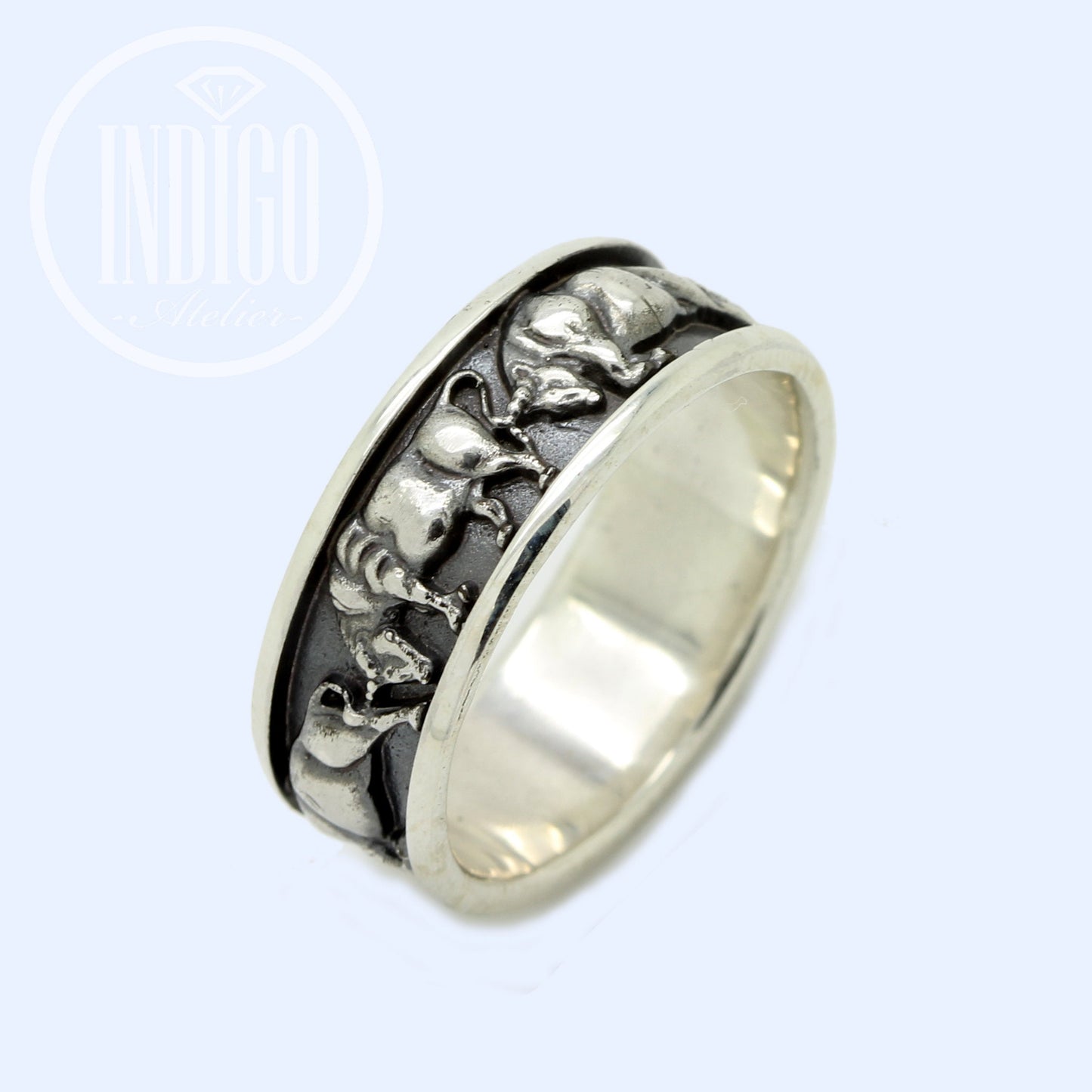 Apis Bull Taurus Engagement Unisex Ring Silver 925